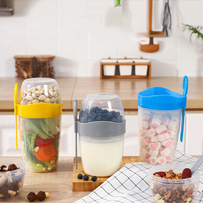 Portable Double-layer Lid with Spoon and Fork Lunch Cup