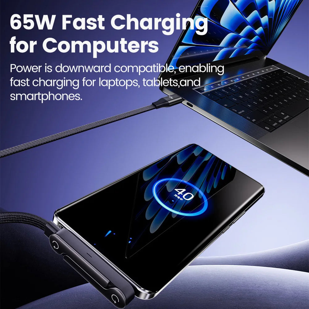 65W USB Fast Charging Cable with Phone Holder