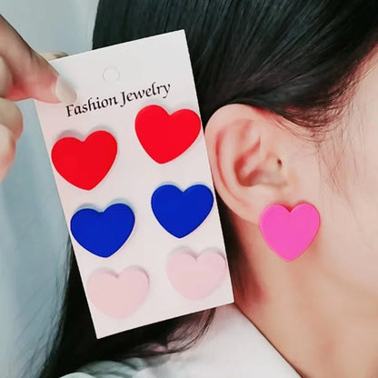 Acrylic Round Square Hexagonal Heart Stud Earrings