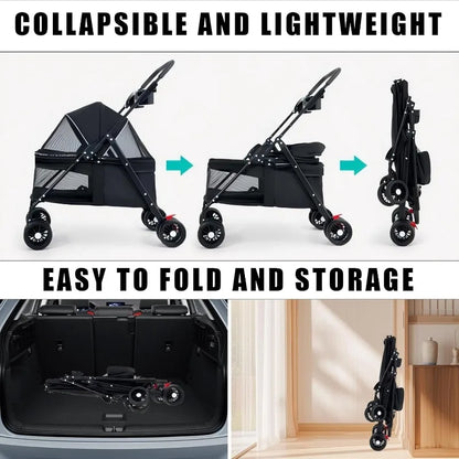 Foldable Pet Stroller for Dogs & Cats