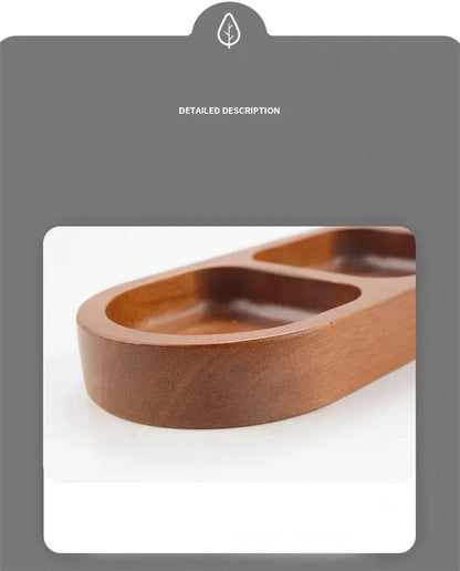 Solid Wood Divided Sauce Dish