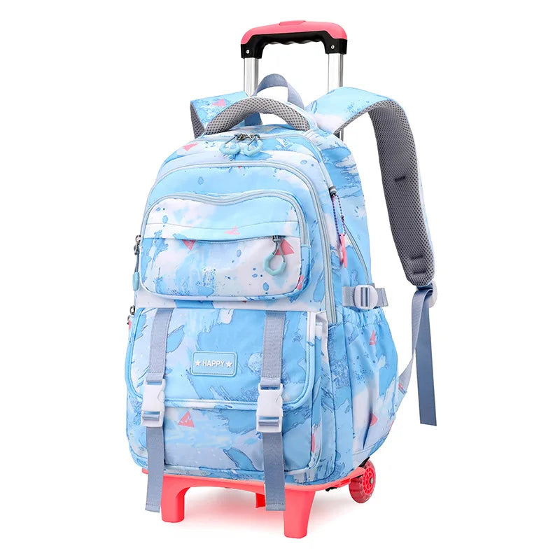 Girls Rolling School Backpack with Wheels