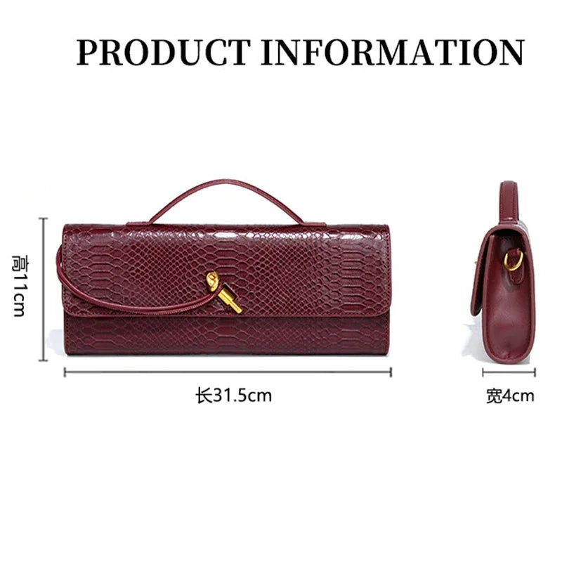 Luxury Snakeskin Top Handle Shoulder Bag