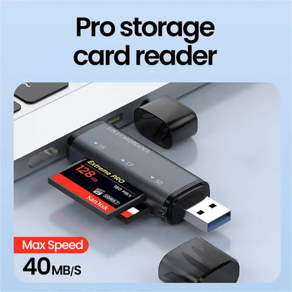 5-in-1 USB & Type-C Card Reader