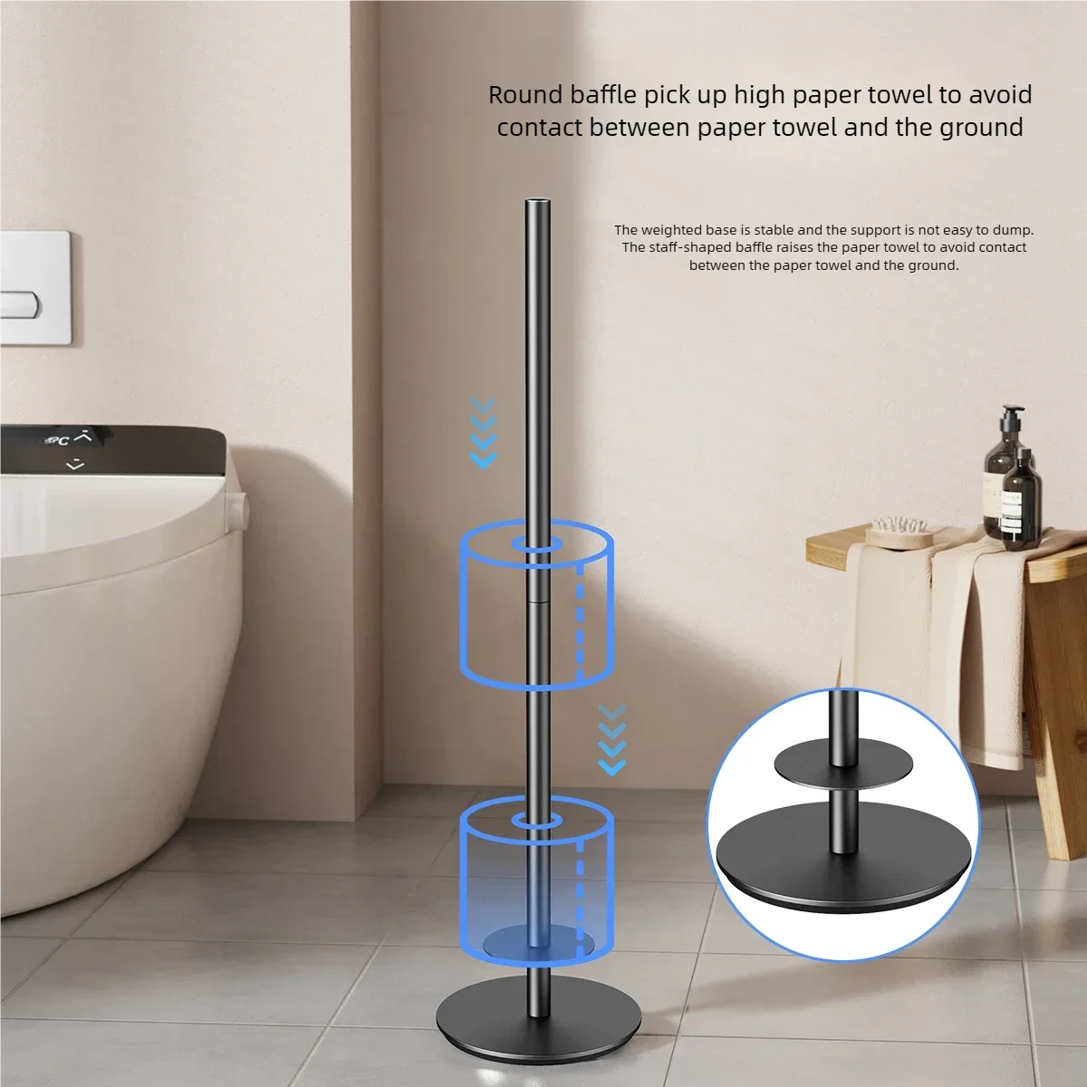 Freestanding Toilet Paper Holder with Storage