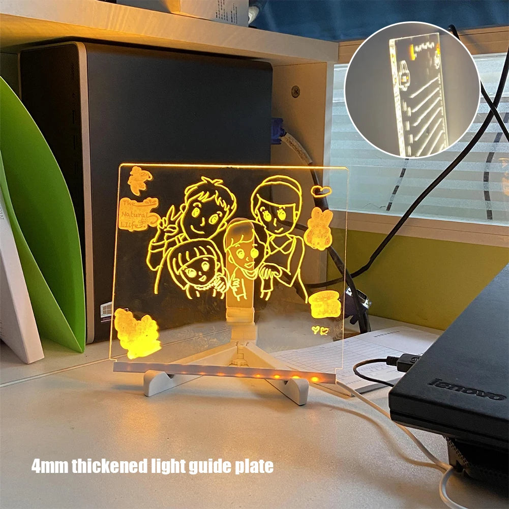 LED Acrylic Message Board with 7 Neon Markers