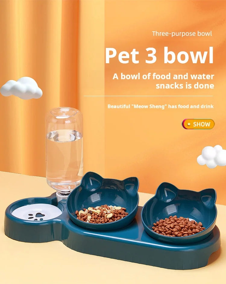 3-in-1 Cat Feeding & Water Station