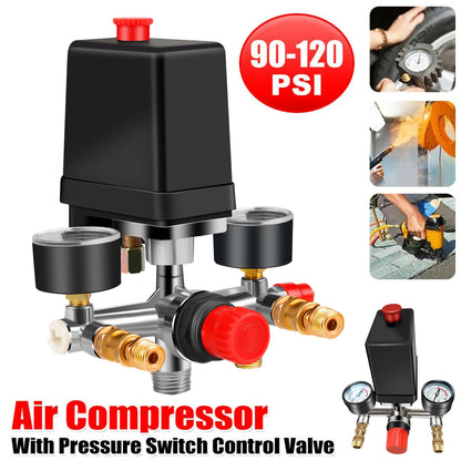 Air Compressor Pressure Switch with Regulator & Gauges