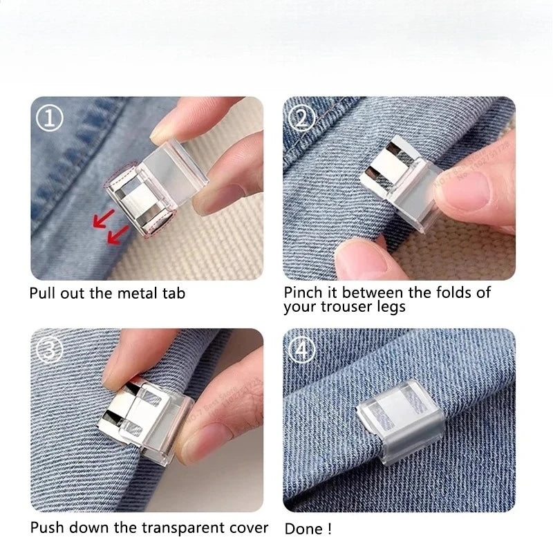 No-Sew Trouser Length Adjustment Clips – U-Shape Pant Hem Clips