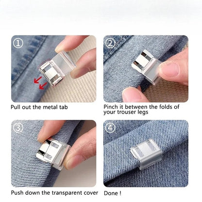 No-Sew Trouser Length Adjustment Clips – U-Shape Pant Hem Clips