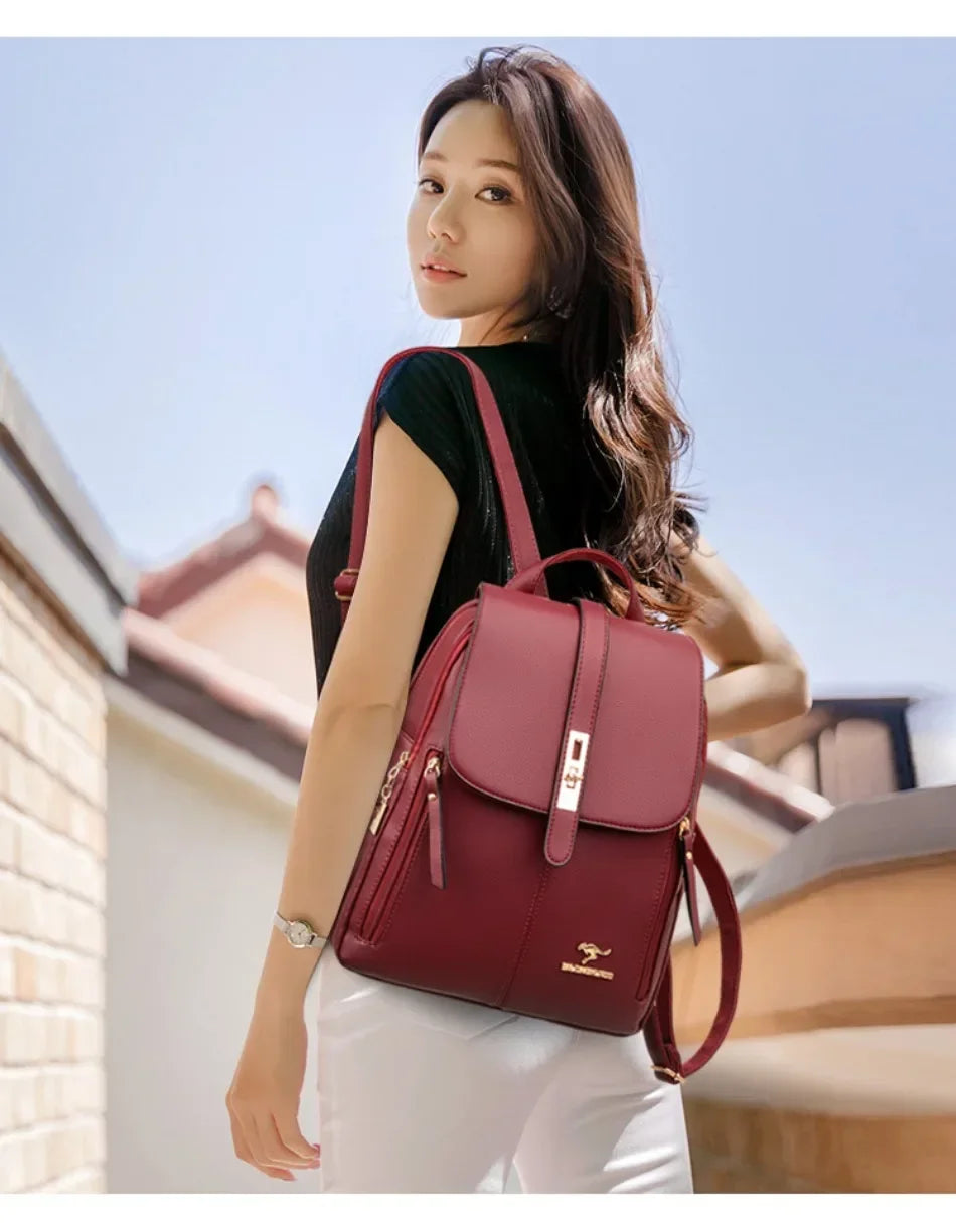 Vintage Leather Backpack for Women