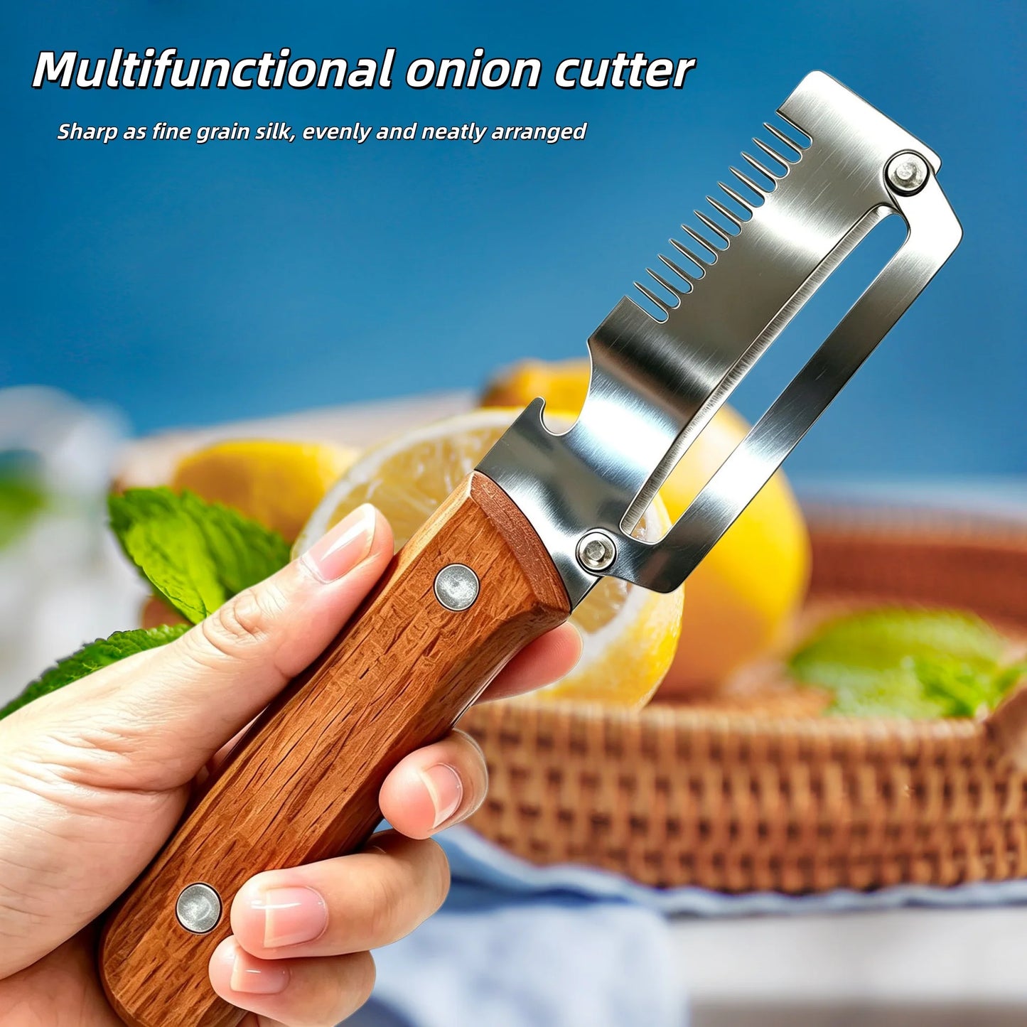 3-in-1 Stainless Steel Vegetable & Fruit Peeler with Oak Handle