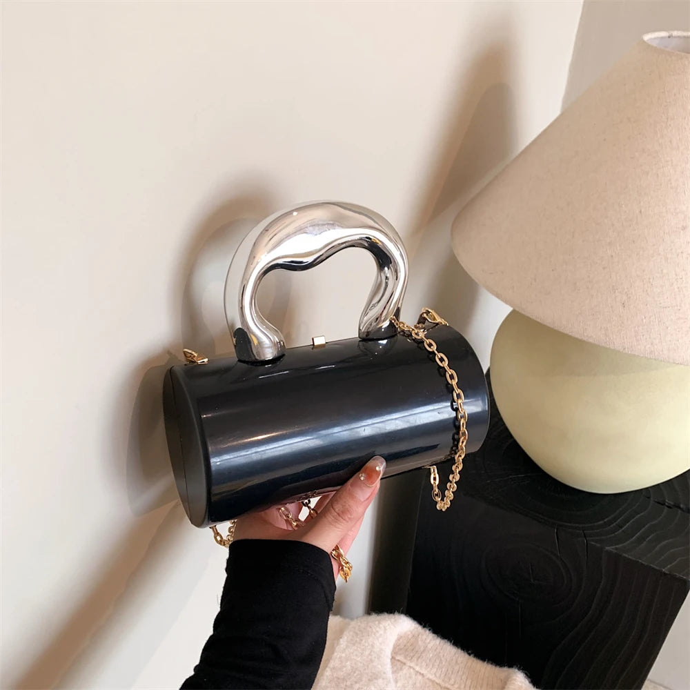 Golden Cylinder Evening Clutch