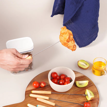 Stainless Steel Fondue Fork Set with Wooden Handles