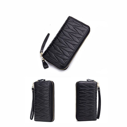 Genuine Cow Leather Zip-Around Wallet with 36 Card Slots