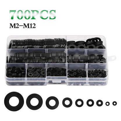 Black Nylon Flat Washer Assortment Kit – M2 to M12