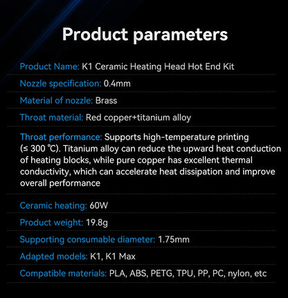 High-Temperature Ceramic Hotend Upgrade Kit for Creality 3D Printers