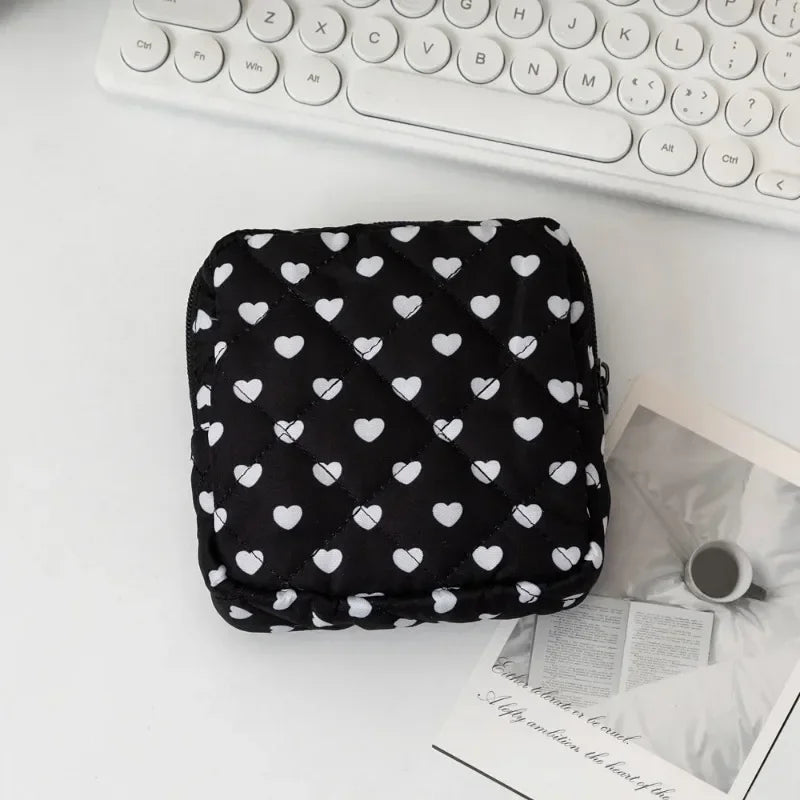 Heart Print Feminine Hygiene Storage Pouch