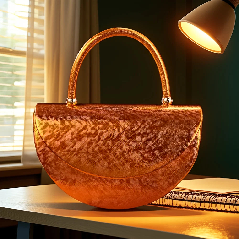 Half Moon Handbag – Shiny Evening Chain Shoulder Bag
