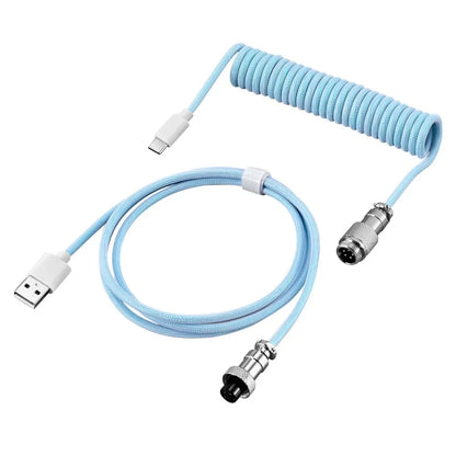 3M Coiled USB-C Mechanical Keyboard Cable – Detachable Aviator Connector