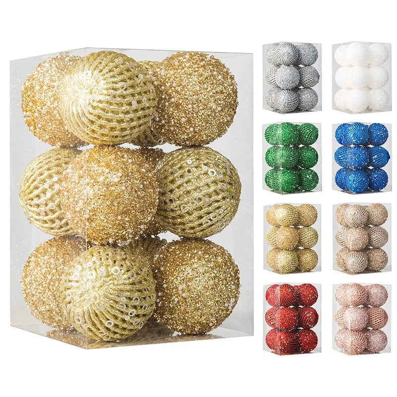 12-Piece Glitter Christmas Bauble Set