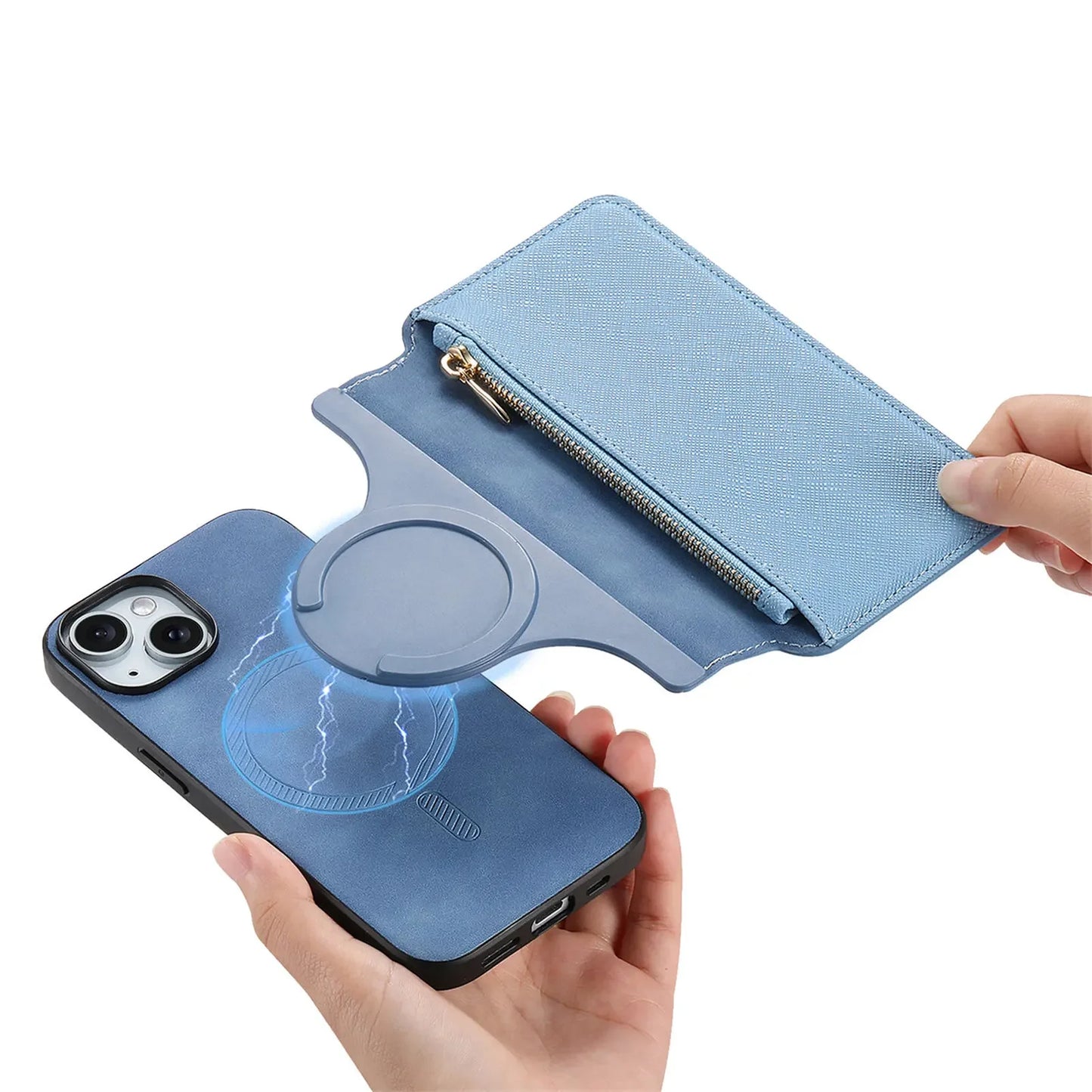 2 in 1 Magnetic Leather Wallet Case For iPhone
