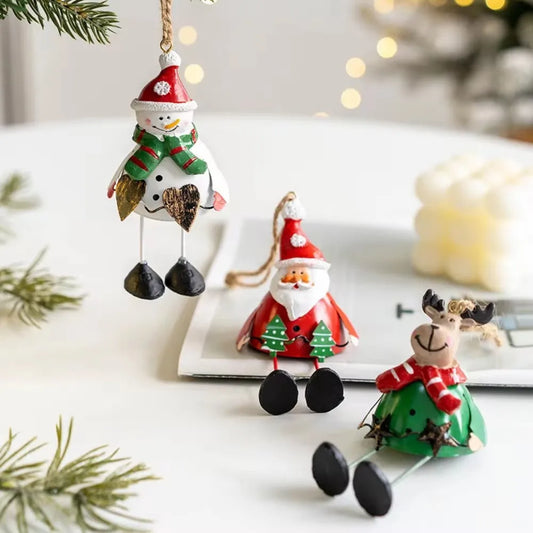 Vintage Painted Iron Santa Hanging Ornament
