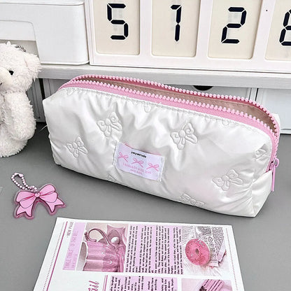 Pink Bow Pencil Case with Large Capacity Storage
