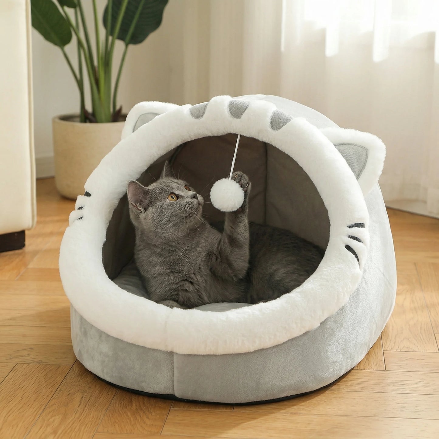 Cosy Plush Cat Cave Bed