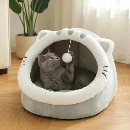 Cosy Plush Cat Cave Bed