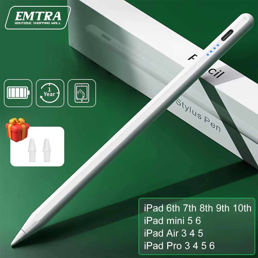 Rechargeable iPad Stylus with Palm Rejection & Magnetic Attachment