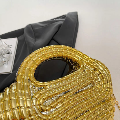 Metallic Acrylic Woven Handbag