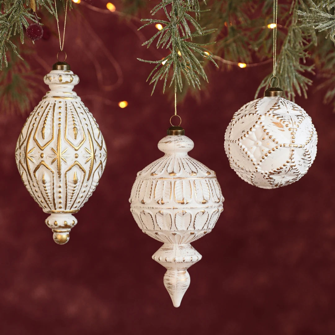 White & Gold Christmas Bauble Ornament