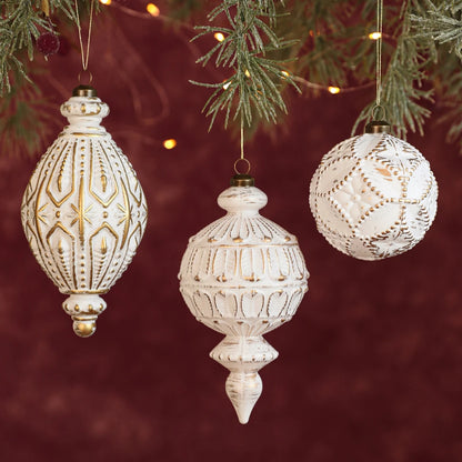 White & Gold Christmas Bauble Ornament