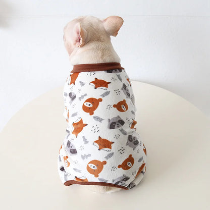 Cartoon Print Fleece Dog Jumpsuit