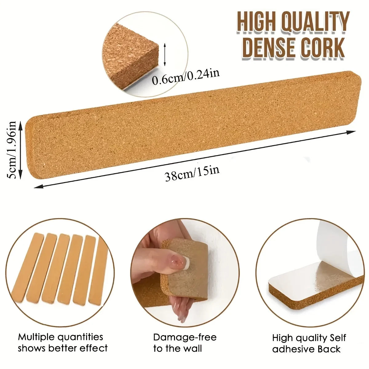 Self-Adhesive Cork Board Wall Strips