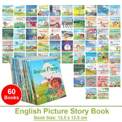 60 Pocket Books Set English Words Learning Books for Kids