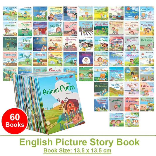 60 Pocket Books Set English Words Learning Books for Kids