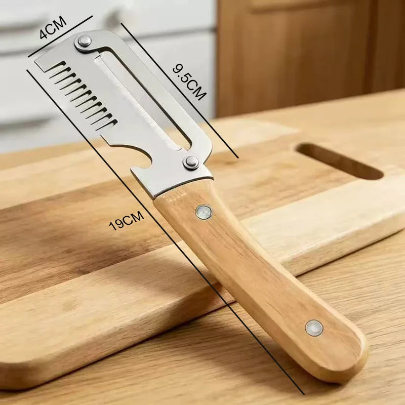 Ergonomic Wooden Handle Paring Knife & Fruit Peeler Kitchen Tool