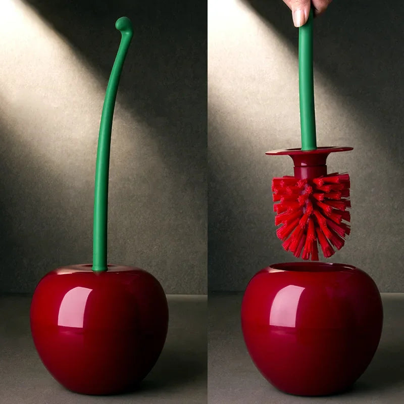 Decorative Cherry-Shaped Toilet Brush & Holder