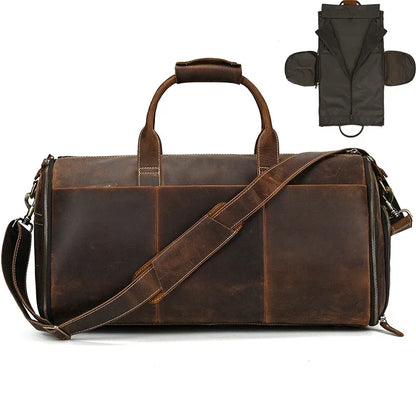 Crazy Horse Leather Travel Bag for Suits