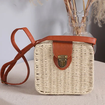 Handwoven Straw Crossbody Shoulder Bag