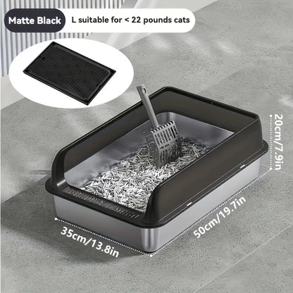 Extra Large Stainless Steel Cat Litter Box with Lid