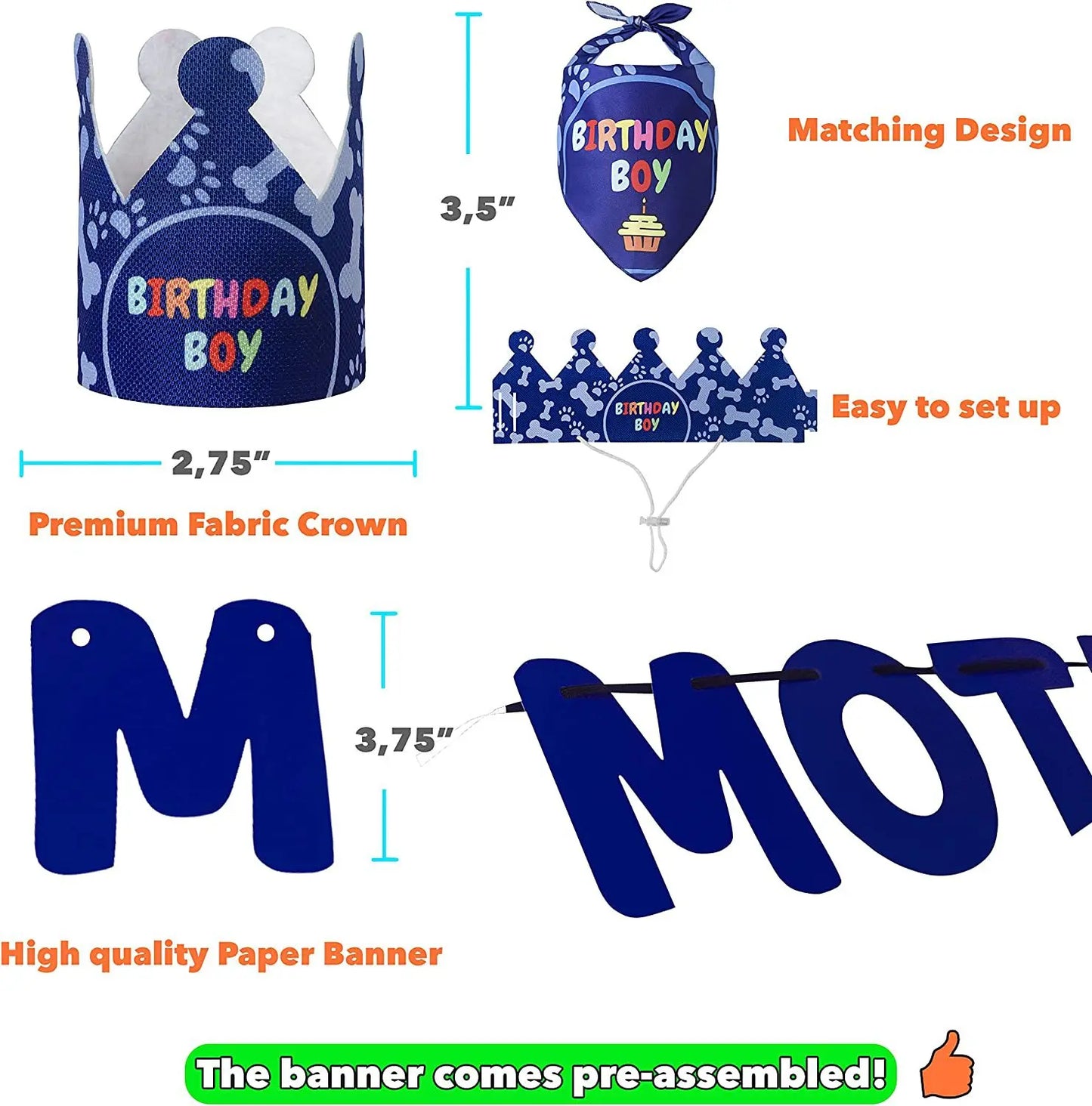 Dog Birthday Party Bandana Set