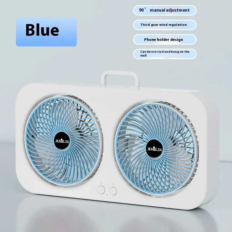 Dual Head USB Desk Fan Portable Cooling Fan