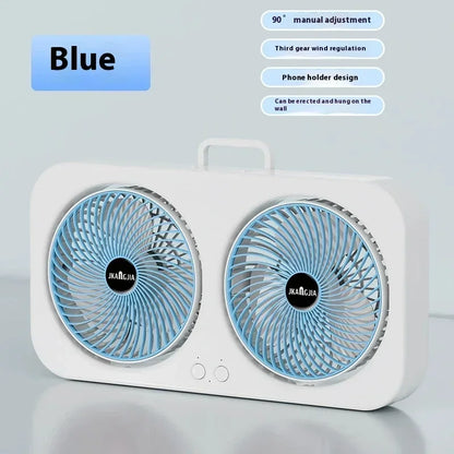 Dual Head USB Desk Fan Portable Cooling Fan