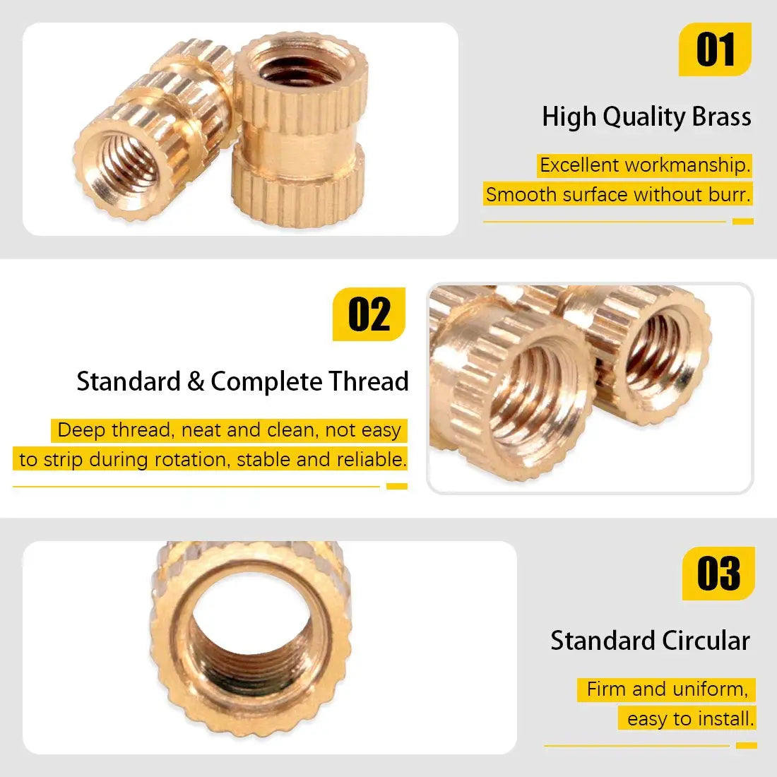 Brass Heat Threaded Insert Nut Assortment