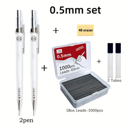 Transparent Mechanical Pencil Set with 2B Lead Refills