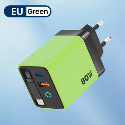 Elough 80W GaN Fast Charger with Multi-Port Cable