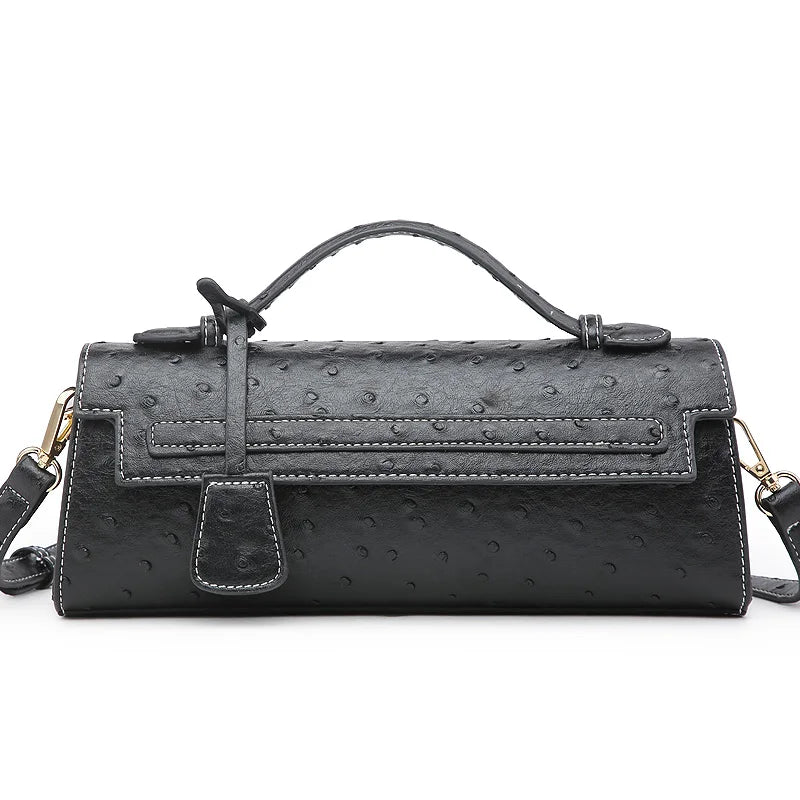 Ostrich Print PU Leather Shoulder Bag